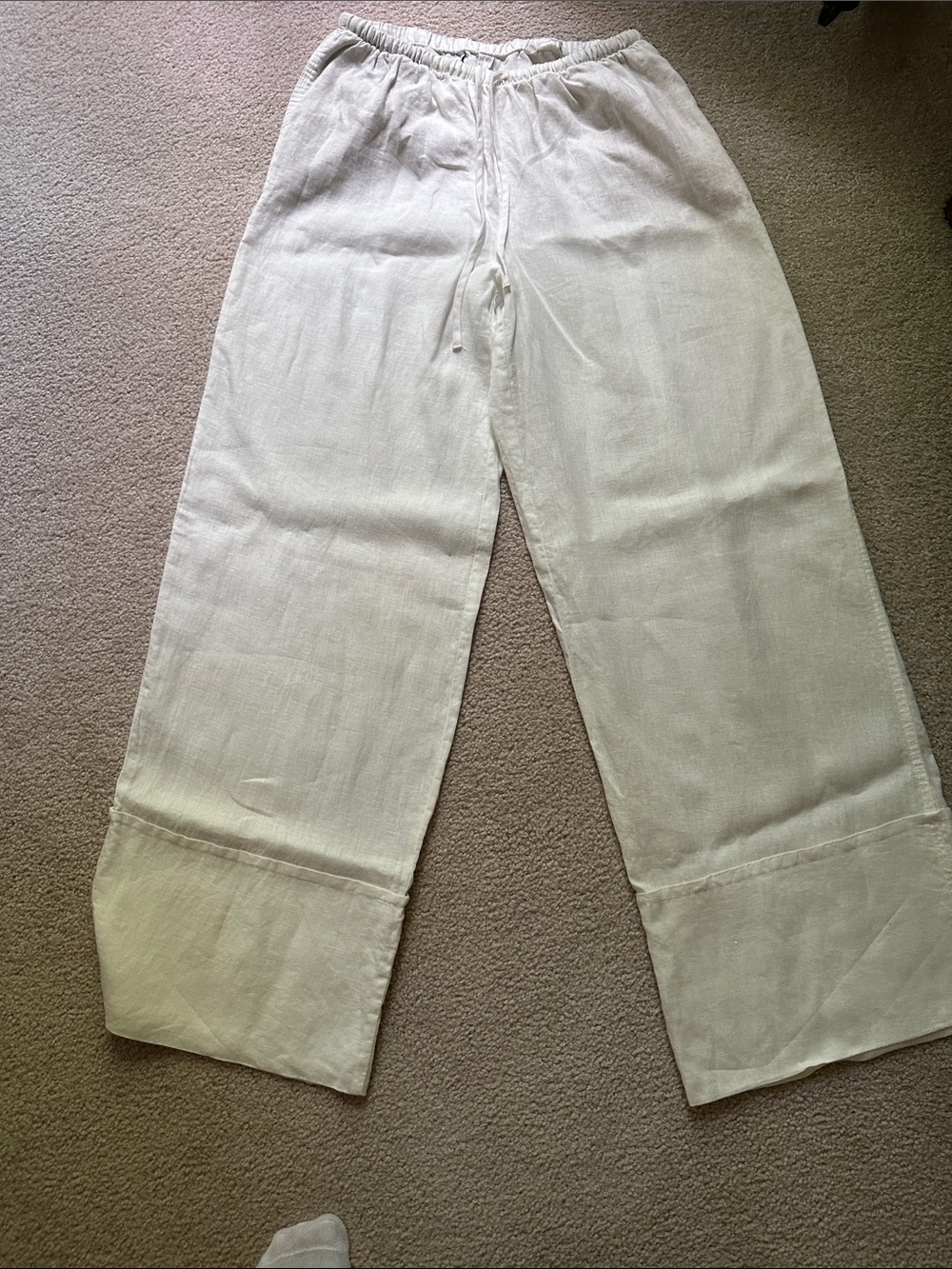 Zara Wide Leg Linen Pants in Off-White